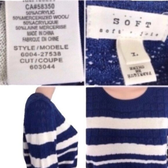 Soft Joie Billy striped knit cropped pullover sweater Size Large - Picture 7 of 7